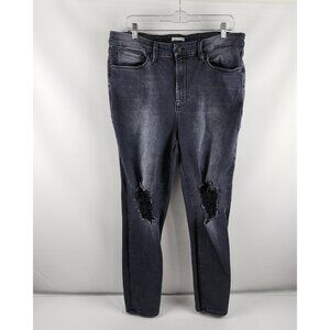 Good American Jeans Womens 14-18 Black Distressed Ankle Leg Denim (34x29)